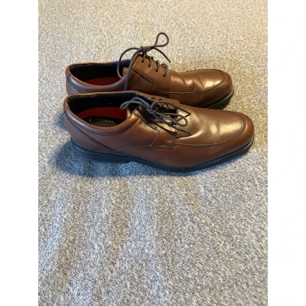 Rockport Waterproof Oxford Mens Sz 11 Brown Leather Apron-Toe Slip Resistant